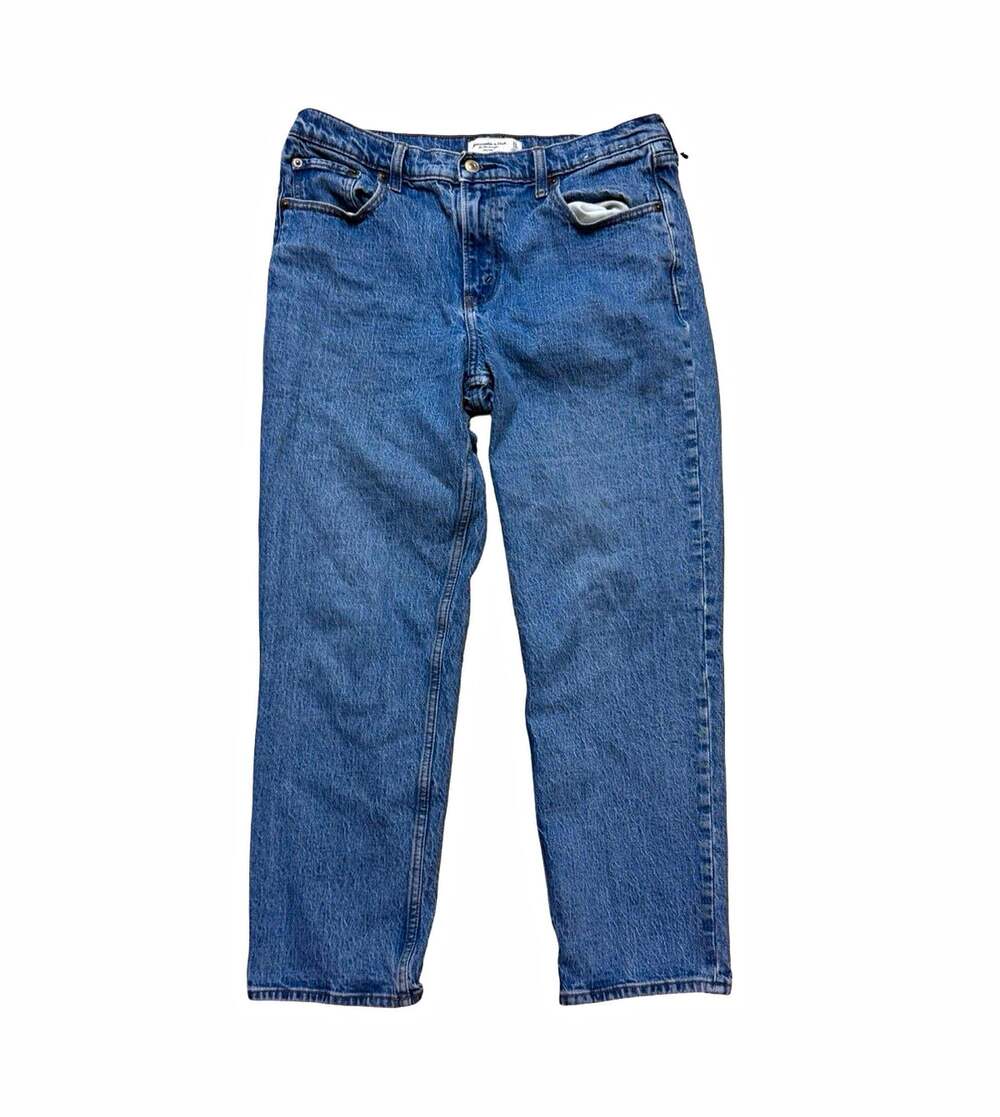 Abercrombie & Fitch Women’s 90s Straight Mid Rise Blue Jeans Size 12 Stretch